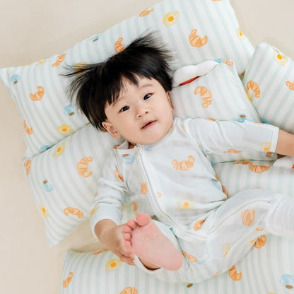 Baby Bamboo Sleepsuit in Breakfast Print by Le Petit Society — image 14