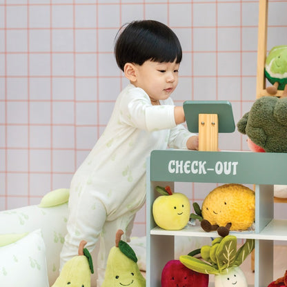 Baby Bamboo Sleepsuit in Pear Print by Le Petit Society — image 14