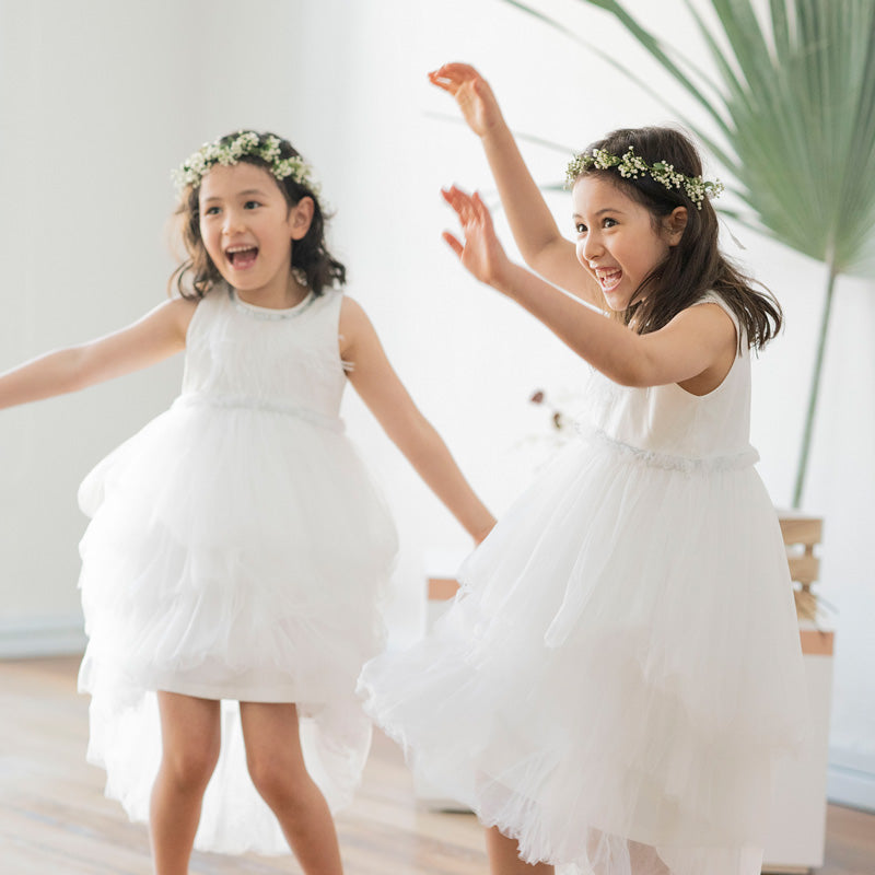 Flower Girl Series - Cascading Dress in White by Le Petit Society — image 8