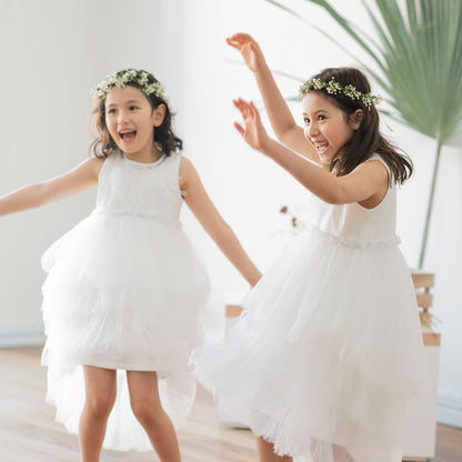 Flower Girl Series - Cascading Dress in White by Le Petit Society — image 8