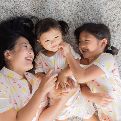 Loungewear - Girls Dress in Lemon & Cherry Print by Le Petit Society — image 4