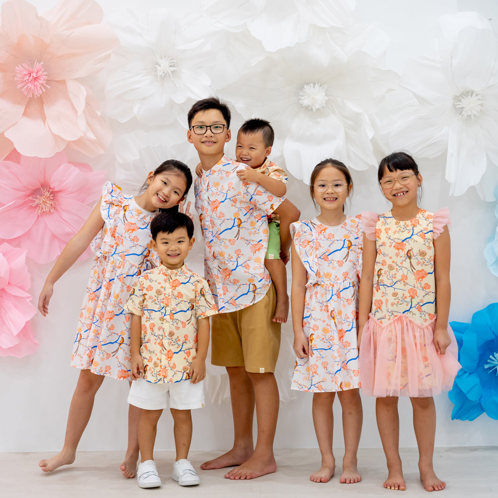 Garden Series - Girls Ruffled Dress in White Peony by Le Petit Society — image 2