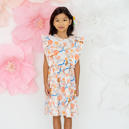 Garden Series - Girls Ruffled Dress in White Peony by Le Petit Society — image 8