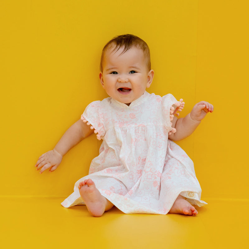 Chinese Motif Series - Baby Girl Dress in Pink Floral Motif by Le Petit Society — image 6