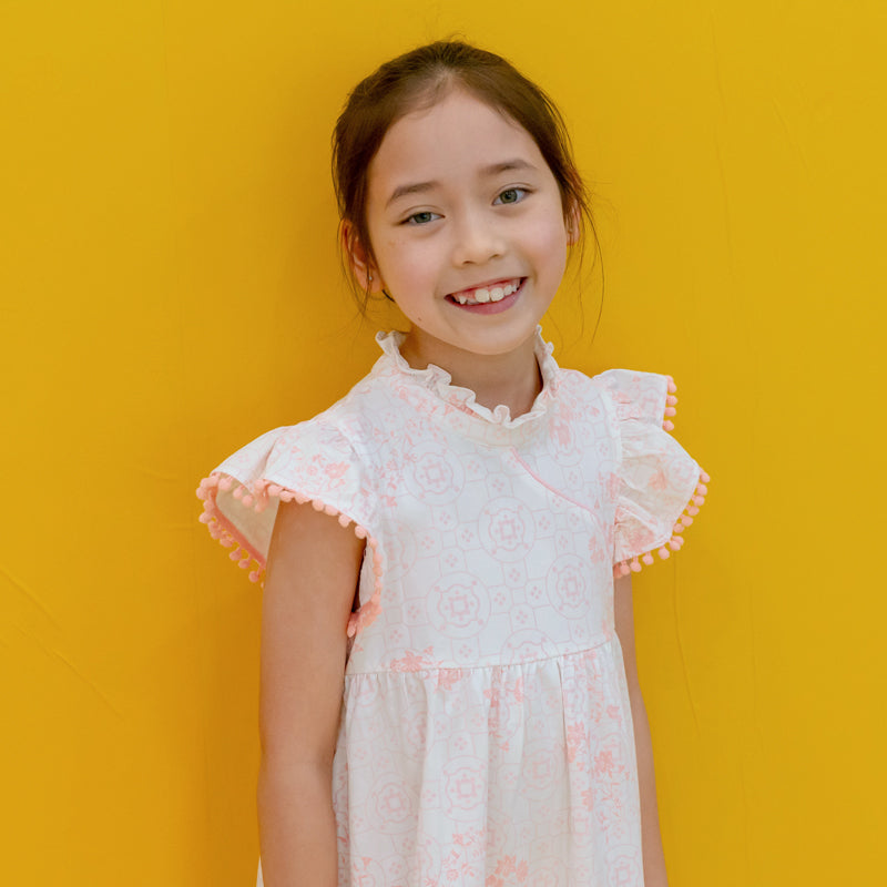 Chinese Motif Series - Girls Cheongsam in Pink Floral Motif by Le Petit Society — image 4