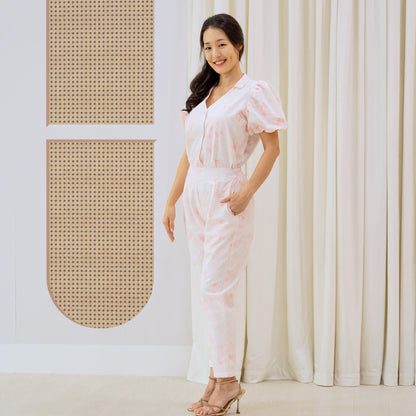Chinese Motif Series - Ladies Pants in Pink Floral Motif by Le Petit Society