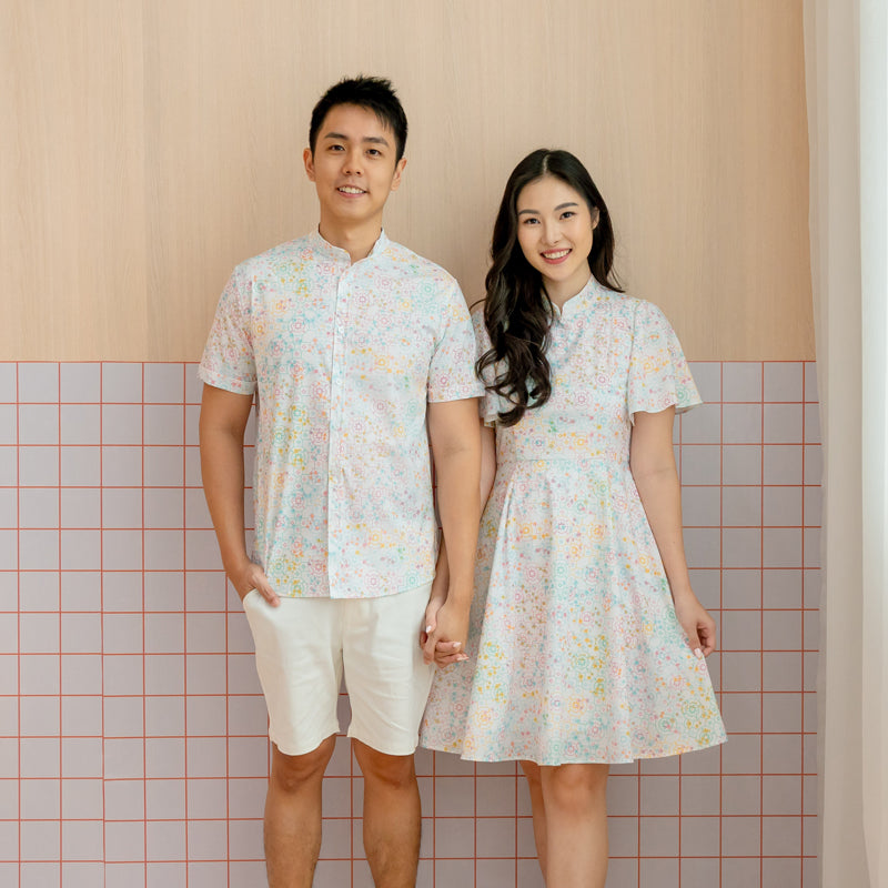 Chinese Motif Series - Men's Shirt in Pastel Rainbow Motif (Classic Fit) by Le Petit Society — image 7