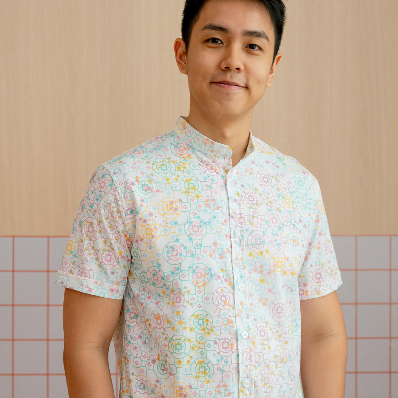 Chinese Motif Series - Men's Shirt in Pastel Rainbow Motif (Classic Fit) by Le Petit Society — image 2