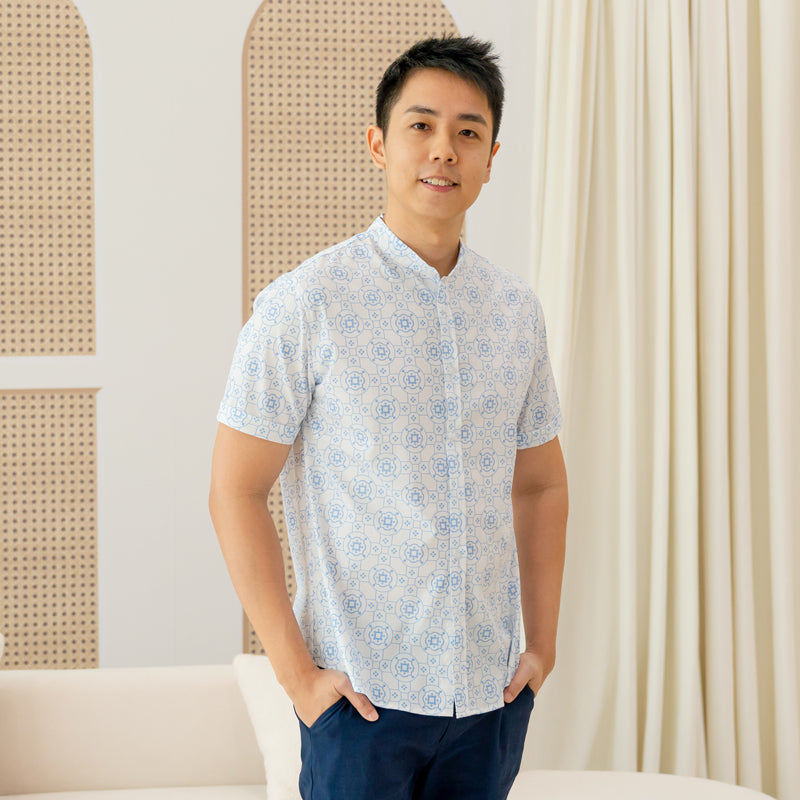Chinese Motif Series - Men's Shirt in Blue Motif (Classic Fit) by Le Petit Society — image 2