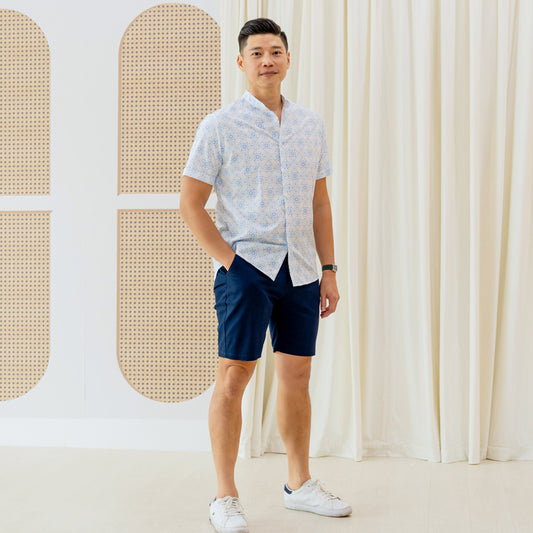 Chinese Motif Series - Men's Shirt in Blue Motif (Classic Fit) by Le Petit Society