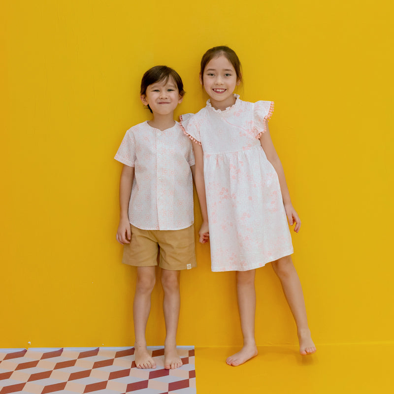 Chinese Motif Series - Girls Cheongsam in Pink Floral Motif by Le Petit Society — image 5