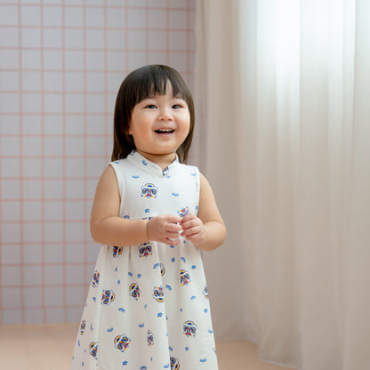 Lion Dance Series - Baby Girl Jersey Cheongsam in White by Le Petit Society — image 7