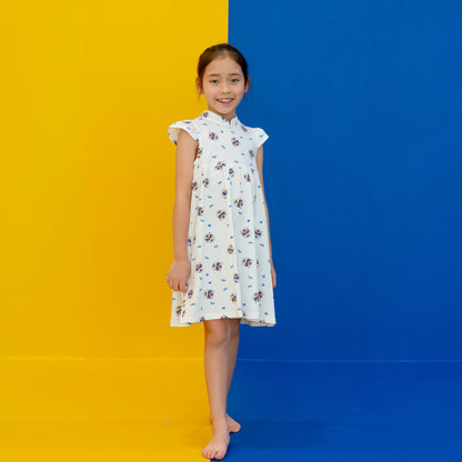 Lion Dance Series - Girls Jersey Dress in White by Le Petit Society — image 9