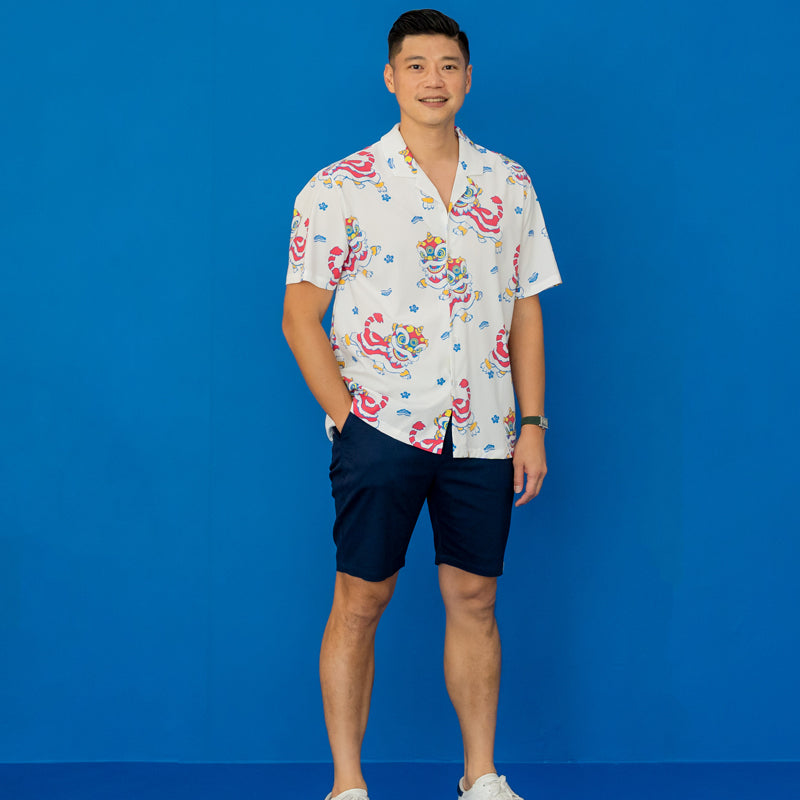 Lion Dance Series - Men's Camp Collar Shirt in Lion Print (Relaxed Fit) by Le Petit Society — image 6