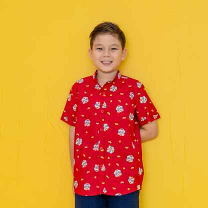 Lion Dance Series - Boys Shirt in Red by Le Petit Society — image 7