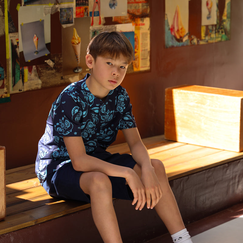 Lion Dance Series - Boys Shirt in Navy by Le Petit Society — image 11