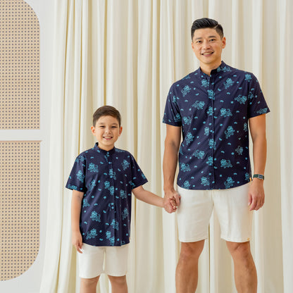 Lion Dance Series - Men's Shirt in Navy Lion Print (Classic Fit) by Le Petit Society — image 3