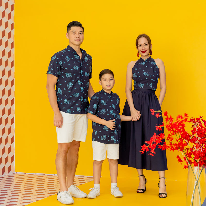 Lion Dance Series - Men's Shirt in Navy Lion Print (Classic Fit) by Le Petit Society — image 4