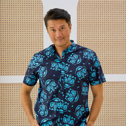 Lion Dance Series - Men’s Shirt in Navy (Classic Fit) by Le Petit Society — image 8