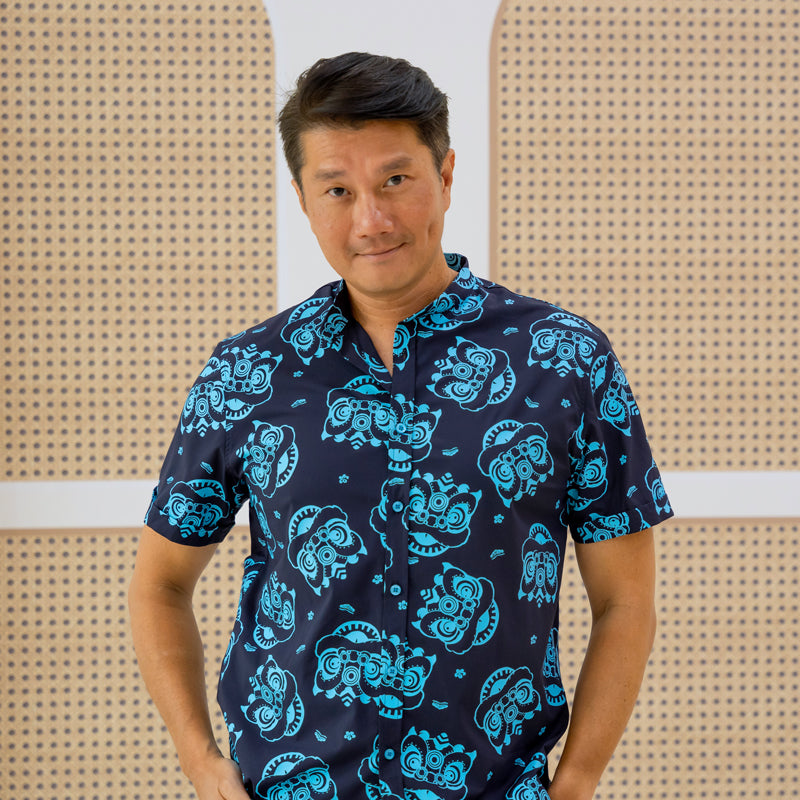 Lion Dance Series - Men’s Shirt in Navy (Classic Fit) by Le Petit Society — image 10