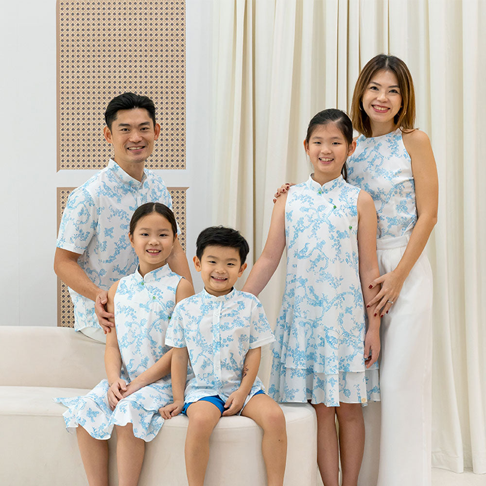 Heritage Series - Boys Shirt in Floral Porcelain Print by Le Petit Society — image 4