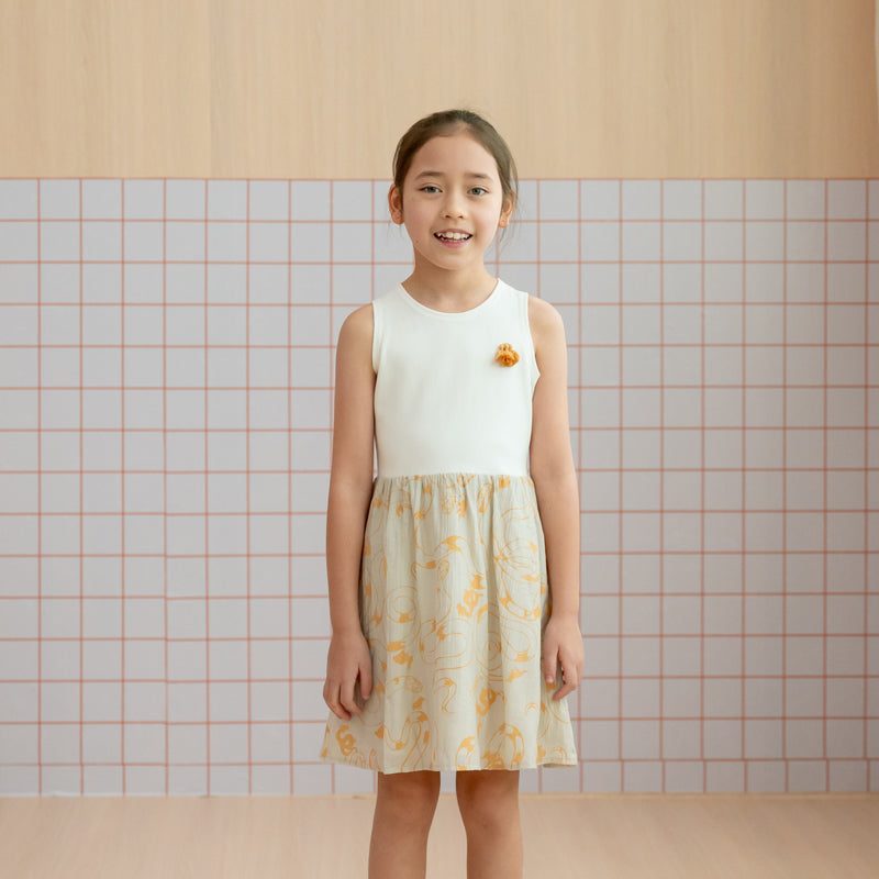 Zodiac Series - Girls Tank Dress in White by Le Petit Society