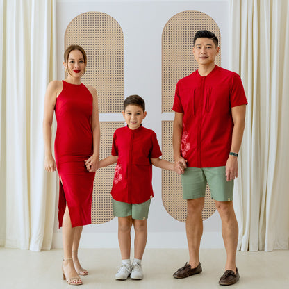 Zodiac Series - Men's Camp Collar Shirt in Red with Double Pockets (Relaxed Fit) by Le Petit Society — image 4