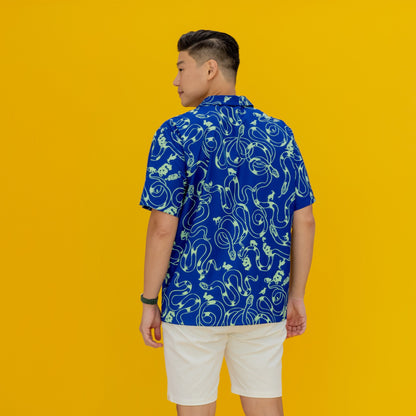 Zodiac Series - Men's Camp Collar Shirt in Blue (Relaxed Fit) by Le Petit Society — image 5