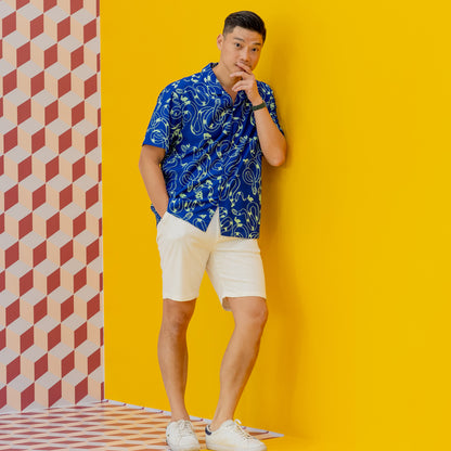 Zodiac Series - Men's Camp Collar Shirt in Blue (Relaxed Fit) by Le Petit Society — image 8