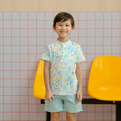 Zodiac Series - Boys Jersey Shirt in White Floral Snake Print by Le Petit Society — image 10