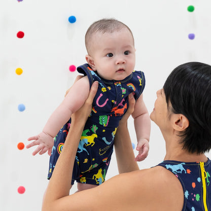 Le Petit Society x Sheila - Baby Boy Jersey Romper in Rainbow Horses Print — image 10