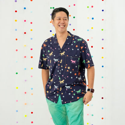 Le Petit Society x Sheila - Men's Camp Collar Shirt in Rainbow Horses Print (Relaxed Fit) — image 7