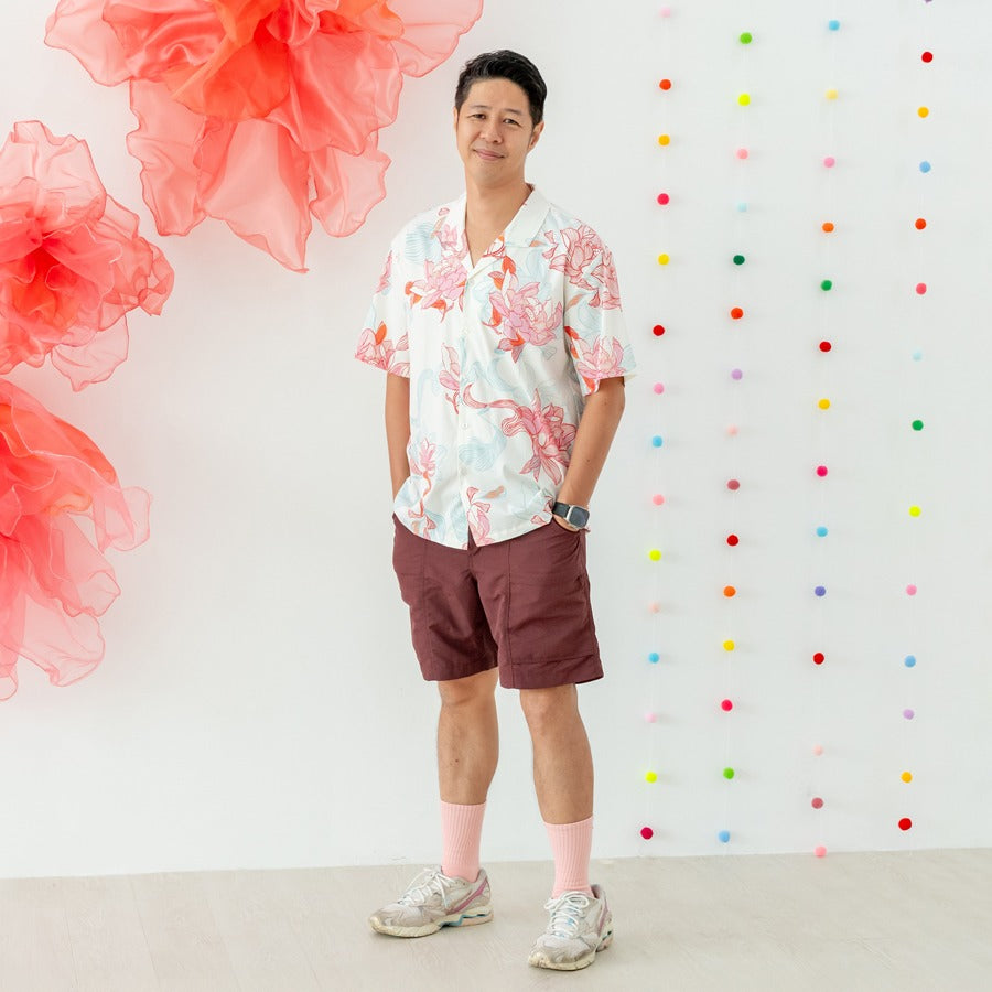 Le Petit Society x Sheila - Men's Camp Collar Shirt in Lotus Print (Relaxed Fit) — image 11