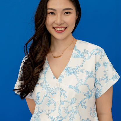 Heritage Series - Ladies Blouse in Floral Porcelain Print by Le Petit Society — image 5