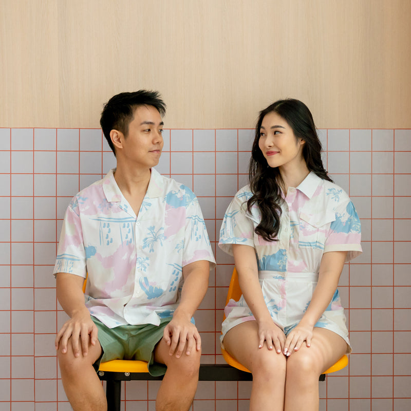 Heritage Series - Men's Camp Collar Shirt in MBS Skyline Print (Relaxed Fit) by Le Petit Society — image 3