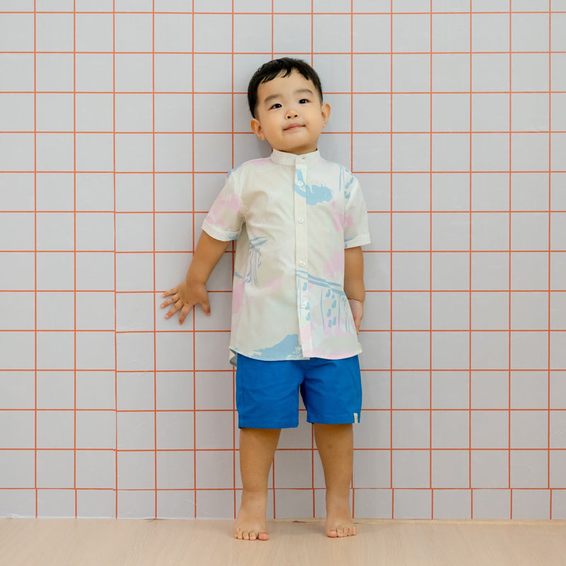 Bermuda Shorts with Adjustable Waistband in Cobalt Blue by Le Petit Society — image 3