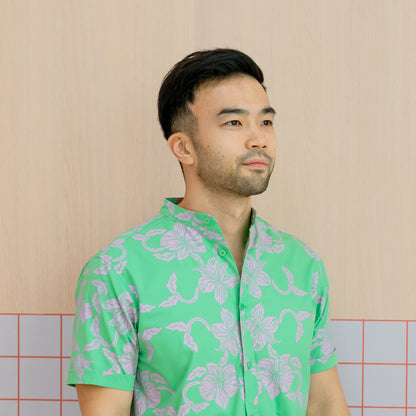 Heritage Series - Men's Shirt in Green Orchid Print (Classic Fit) by Le Petit Society — image 5