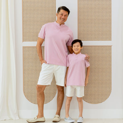 Polo Series - Boy's Polo Shirt in Pink by Le Petit Society — image 2