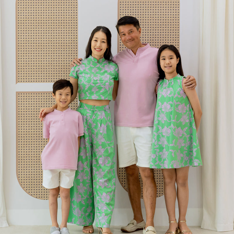 Heritage Series - Ladies High Waist Pants in Green Orchid Print by Le Petit Society — image 2