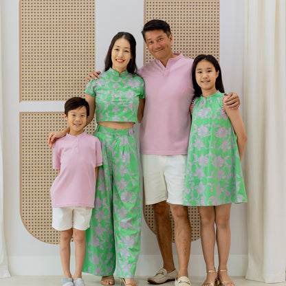 Heritage Series - Ladies High Waist Pants in Green Orchid Print by Le Petit Society — image 2