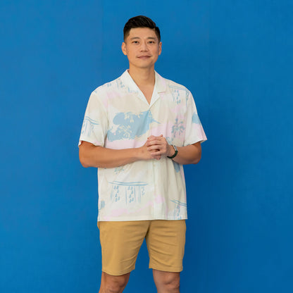 Heritage Series - Men's Camp Collar Shirt in MBS Skyline Print (Relaxed Fit) by Le Petit Society