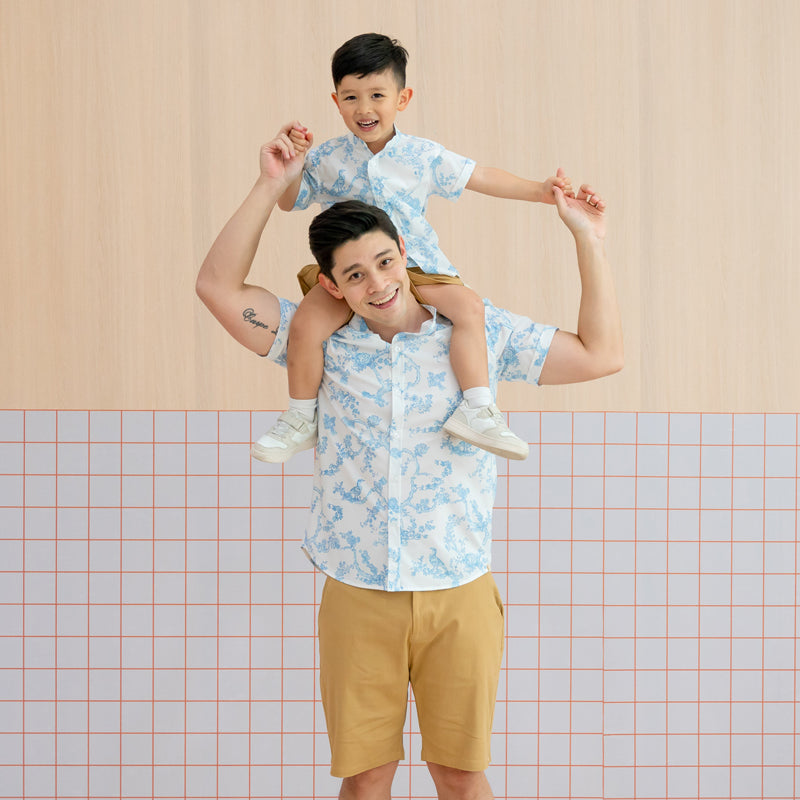 Heritage Series - Boys Shirt in Floral Porcelain Print by Le Petit Society