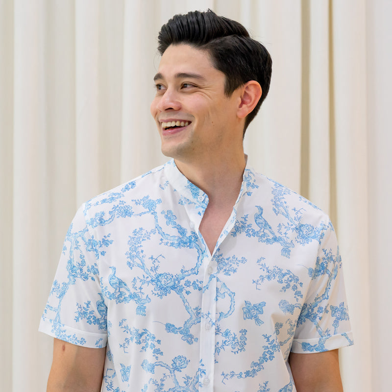 Heritage Series - Men's Shirt in Floral Porcelain Print (Classic Fit) by Le Petit Society — image 2