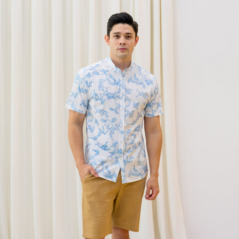 Heritage Series - Men's Shirt in Floral Porcelain Print (Classic Fit) by Le Petit Society — image 4