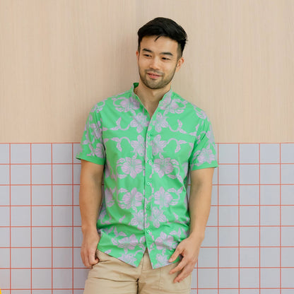 Heritage Series - Men's Shirt in Green Orchid Print (Classic Fit) by Le Petit Society — image 2