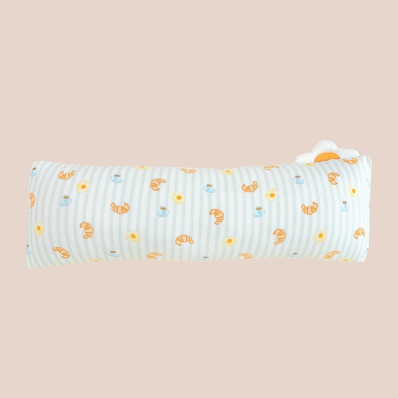 A kids' pillow in size large with a print of breakfast food, from Le Petit Society.