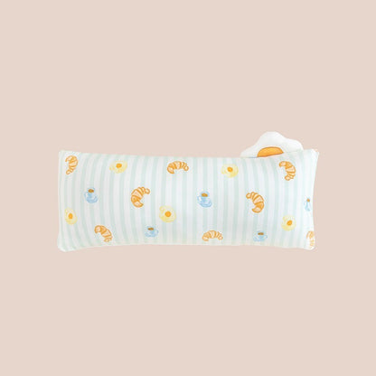 A kids' pillow in size medium with a print of breakfast food, from Le Petit Society.
