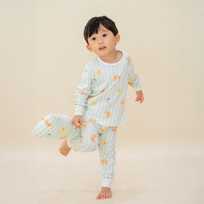 Kids Bamboo Pyjamas Set in Breakfast Print by Le Petit Society — image 8