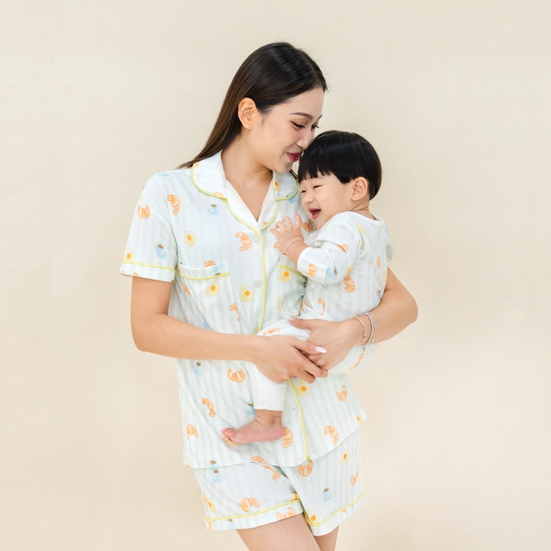 Ladies Bamboo Pyjamas Set in Breakfast Print by Le Petit Society — image 7