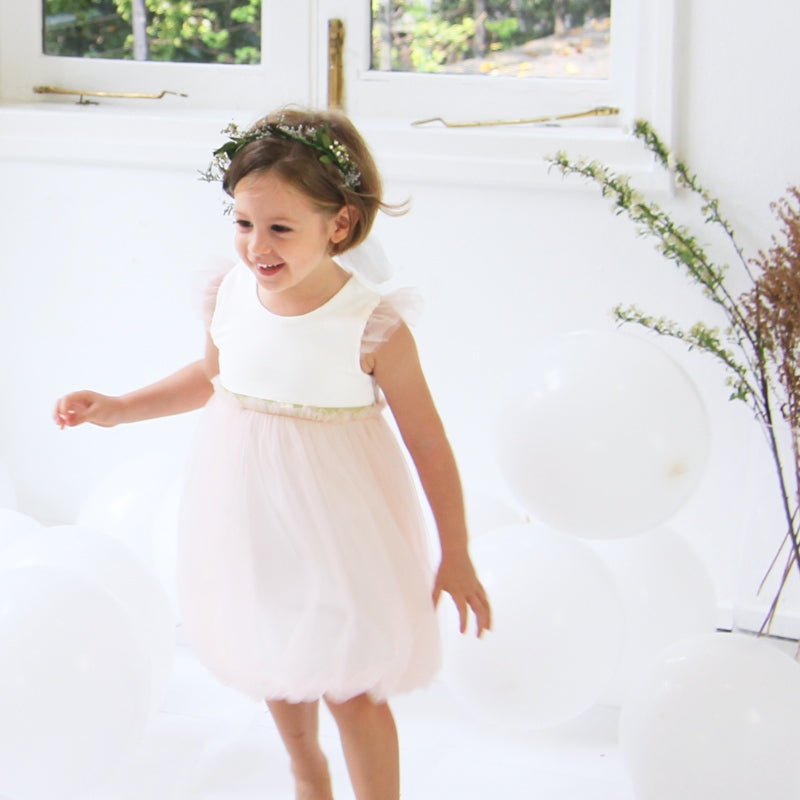 Flower Girl Series - Bubble Dress in Soft Pink by Le Petit Society — image 12